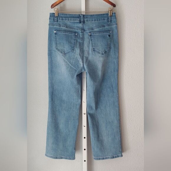 Renuar Classic Straight Leg Cropped Jean w Embroidered Stars Sz 4 - Picture 2 of 6